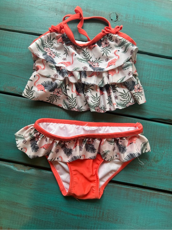 Other - Girls Coral Flamingo Ruffle Tankini Set